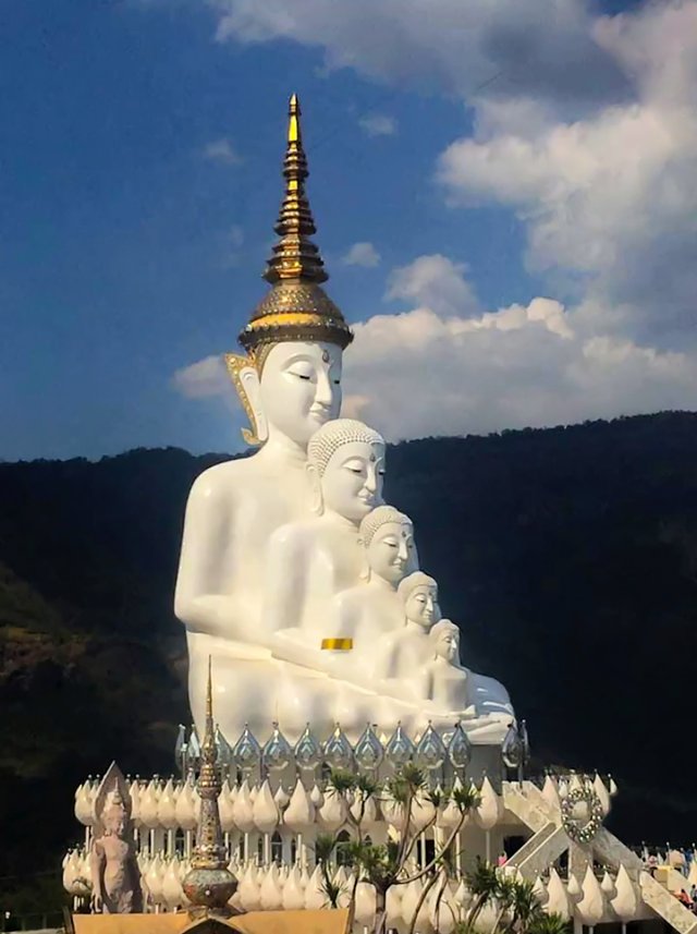 Remarkable craftsmanship with each figure. My camera photo does not do justice to the size of this stacked Buddha statue. You can see these 5 Buddha heads from miles away as you approach the temple. Imagine this monument on the top of a hill on the most perfect day. A perfect time for quiet sharing with my sisters.