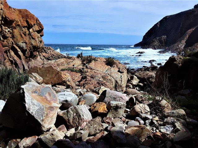 Down the cliffs at the shoreline