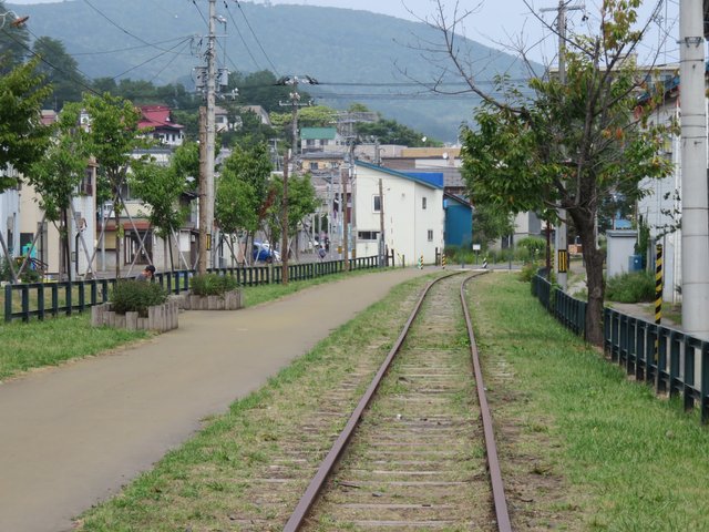 The old railway line, now a park.