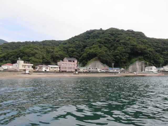 Out in the water looking back.