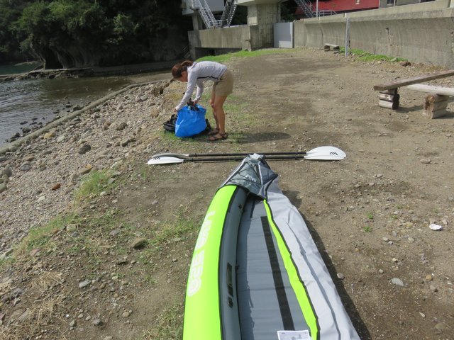 Getting the canoe unpacked.