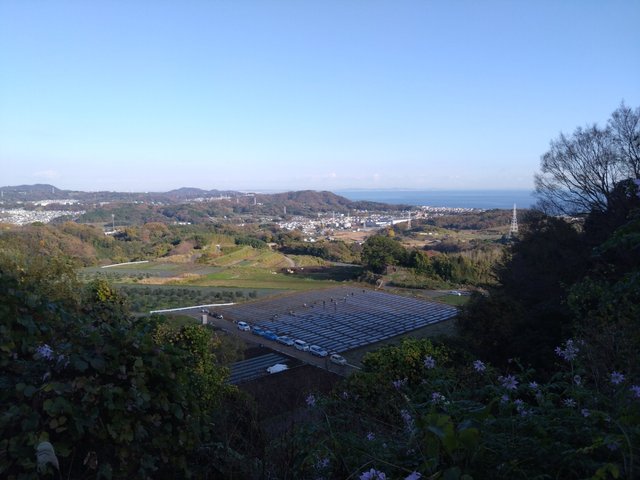 Looking towards Ninomiya with Kamakura in the far distance. I don’t know what those people are doing in that field...
