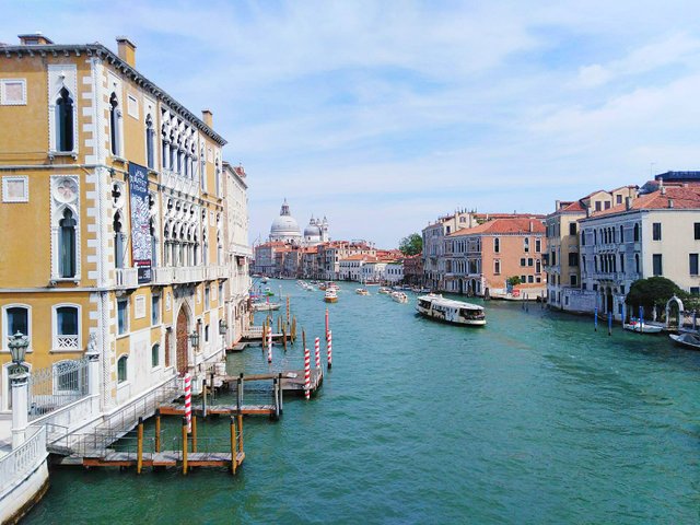 Beautiful view of the Canal Grande - in the background you can see the Santa Maria della Salute - a baroque church