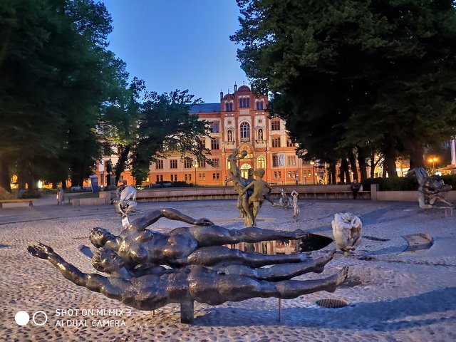 The fountain of joie de vivre in front of the university in Rostock