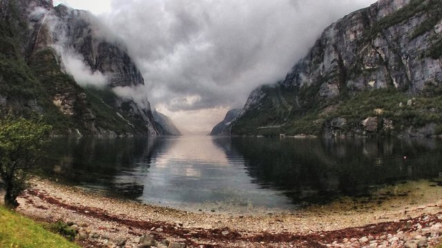 A dark day at the light fjord