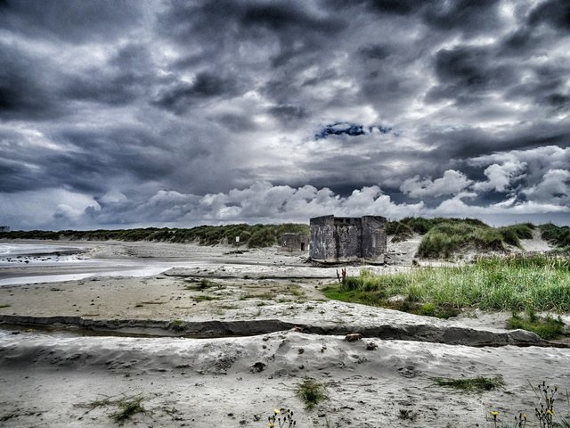 Sola beach, where concrete monsters are sleeping in the sand