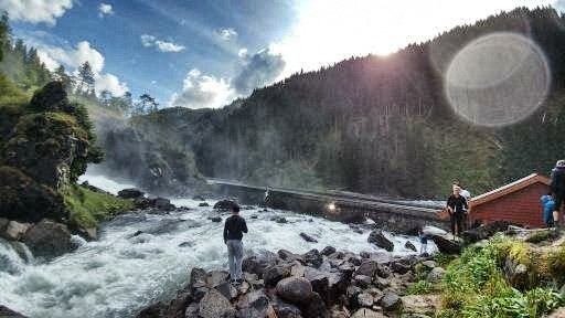 At the foot of the falls