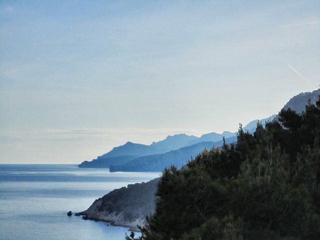 Foggy coastline of Mallorca