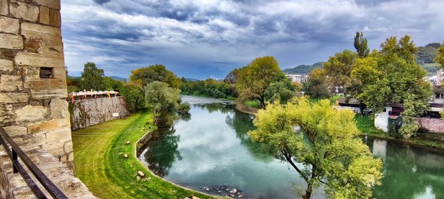 View down to the river
