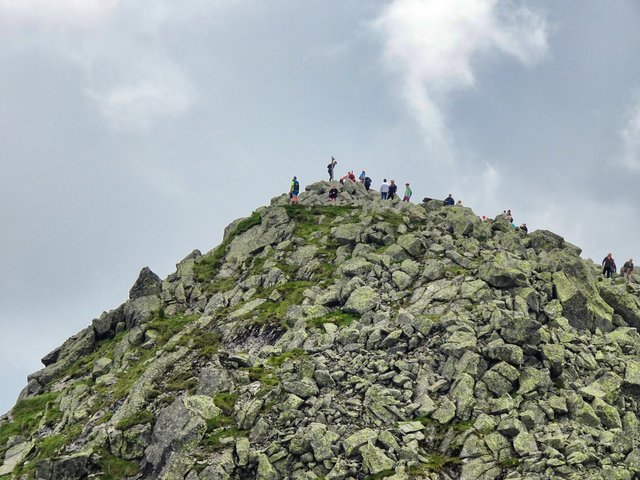 The peak looks like a hill made of cubes