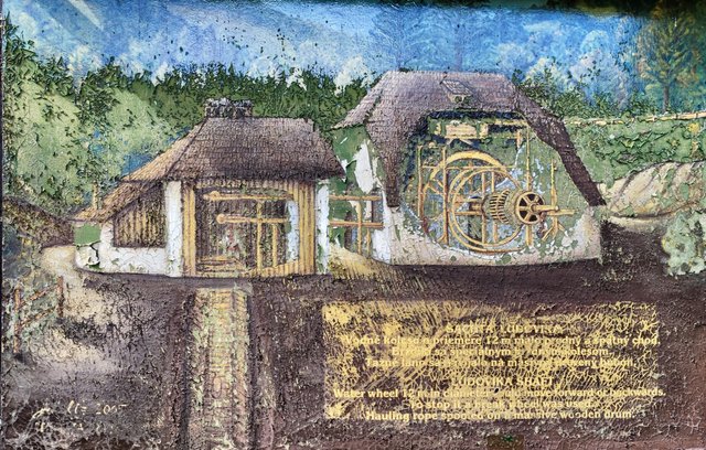 A painting who describes the function of the buildings