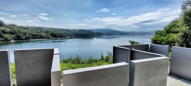 The view down to the lake - with the steel wall instead of the old castle wall