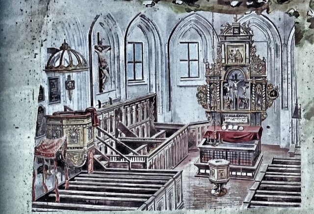 An old painting from inside the church