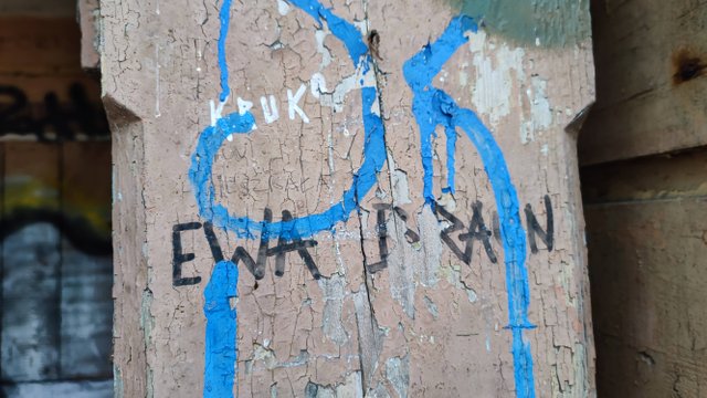 Graffiti with the name of the former resident