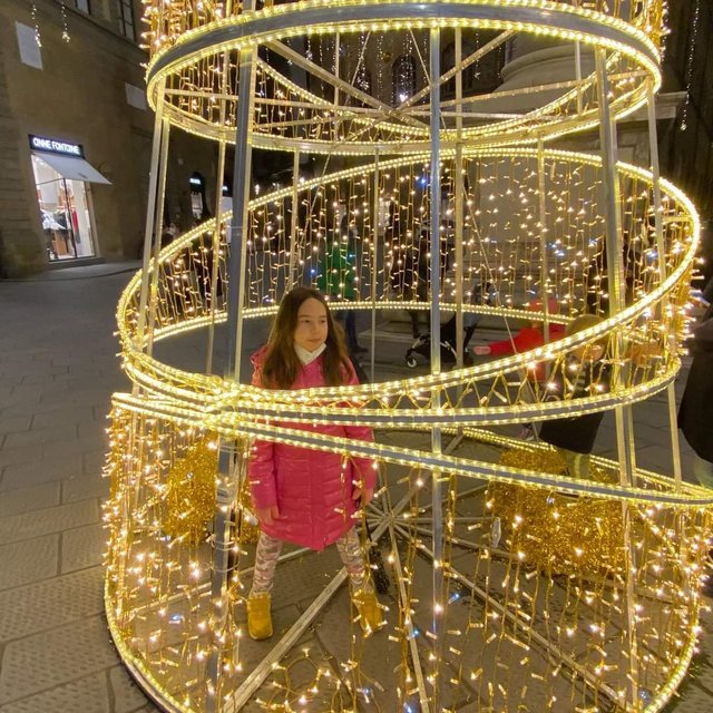 Funny light cone with my stepdaughter friend.