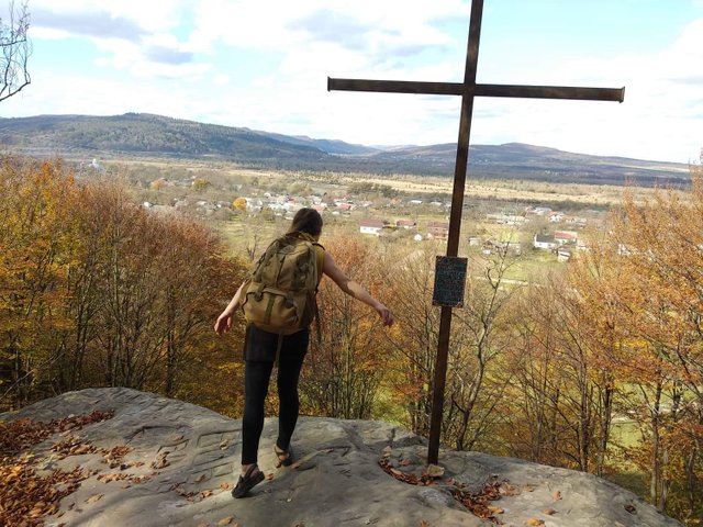 The top of the stone cave on which the cross is installed