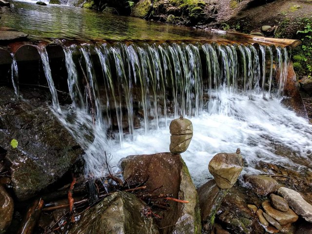 Cascades of water on the mountain river