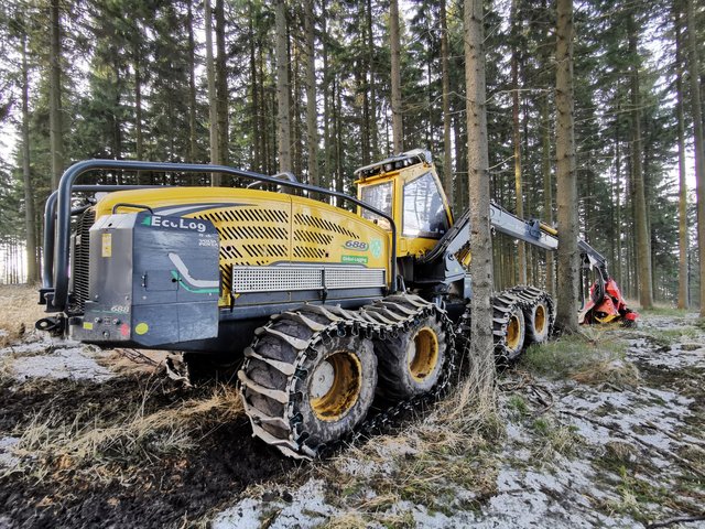 Heavy machinery for cutting down trees. 