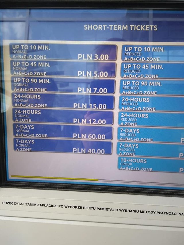 Bus tickets and fare prices.