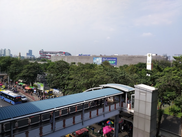 The Chatuchak market is a short walk from the sky train