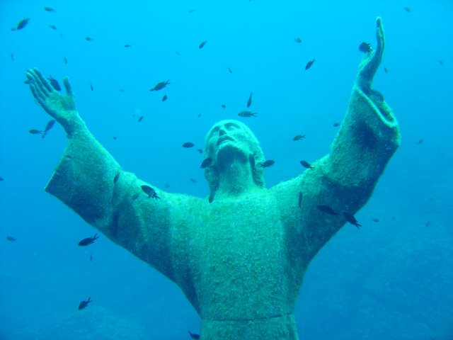 The Christ of the Abyss is a bronze statue placed in 1954 on the seabed of the bay of San Fruttuoso, between Camogli and Portofino inside the Portofino protected marine natural area, 17 meters deep.