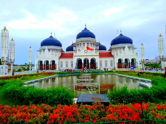 The architectural style of the Baiturrahman Grand Mosque is taken from the back east south-southwest