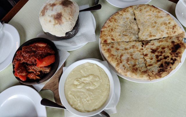 The kubdari (right) meat pie is a must try