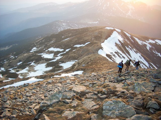 Descent down a rocky slope