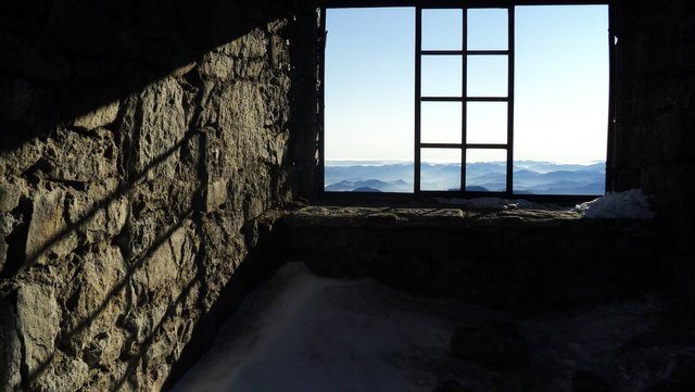 Dawn in a ruined building