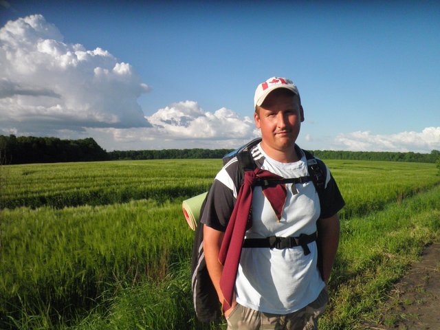 I am on a wheat field background