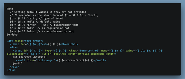 Setting default values for the variables