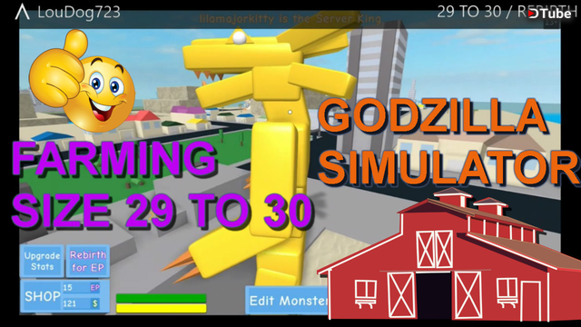 Roblox Farming Size 29 To 30 Rebirth Godzilla Simulator Gameplay Steemit - godzilla game roblox