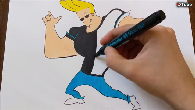 Dtube Art Daily Video: Drawing Cartoon Johnny Bravo With Color