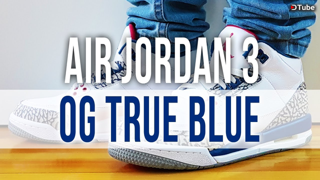 retro 3 true blue on feet