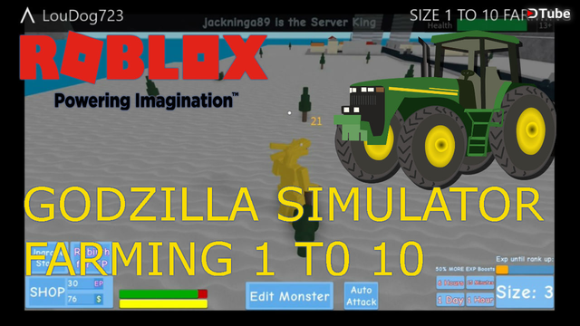 Roblox Godzilla Simulator Farming Size 1 To 10 Xbox One Gameplay Steemit - update godzilla simulator roblox