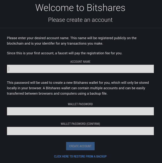 Регистрируемся в BitShares