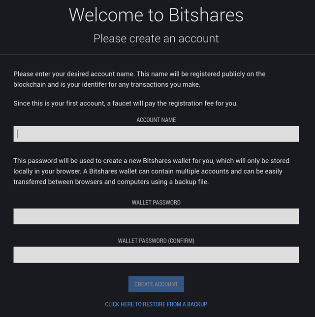 registration screen