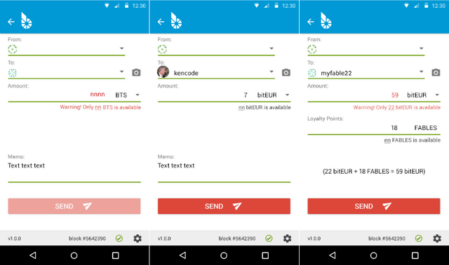 Smartcoins Wallet sendscreen mockup