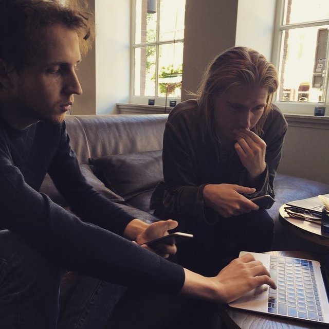 Daniel consulting with Filip in Amsterdam