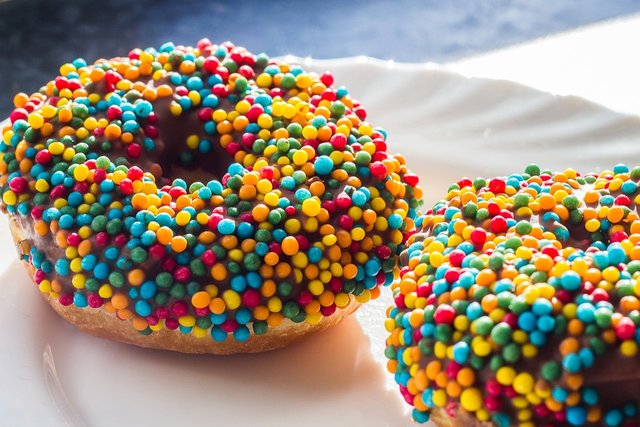 Rainbow sprinkle donuts