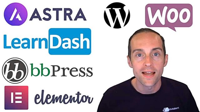 Wordpress with Astra Theme, bbPress Forums, LearnDash Courses, Elementor Pro, and WooCommerce!