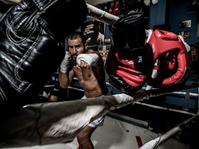 Mohammed practicing his punches