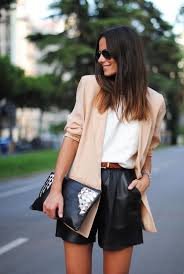 ways to style a white shirt .White shirt tucked into a shorts and blazers to match 