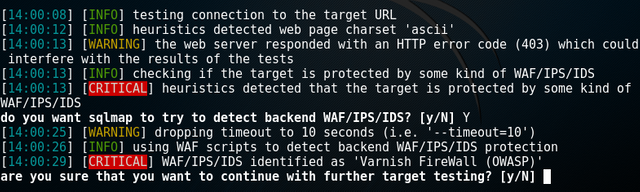 sqlmap detecting type of firewall