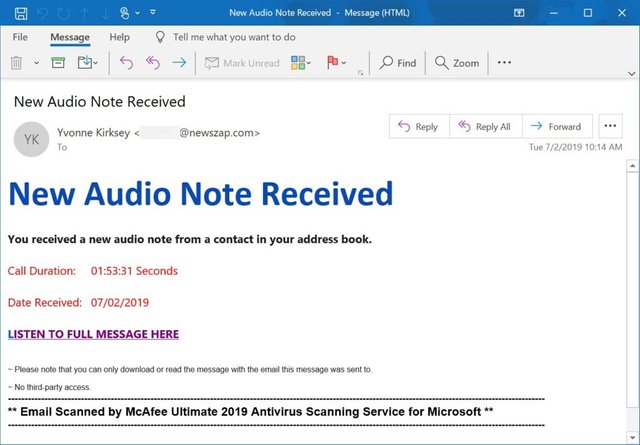 OneNote audio note phishing