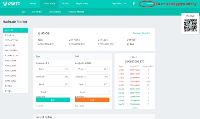 kopalnia kryptowalut OXBTC market hashrate