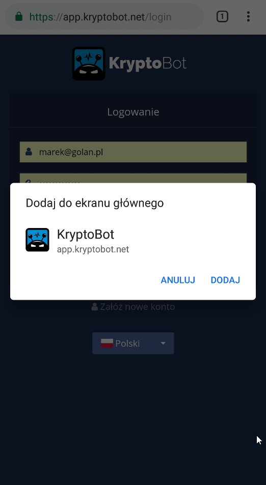 Progressive Web Apps kryptobot