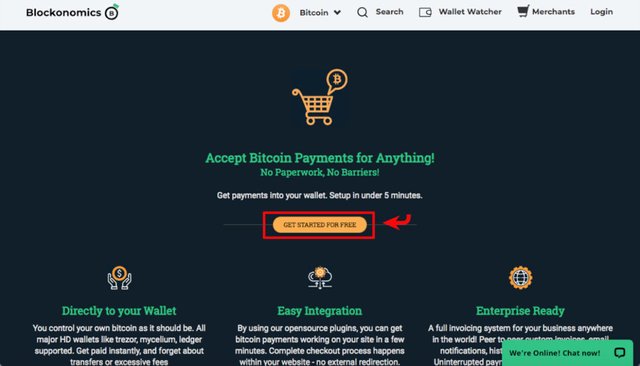 blockonomics merchant page