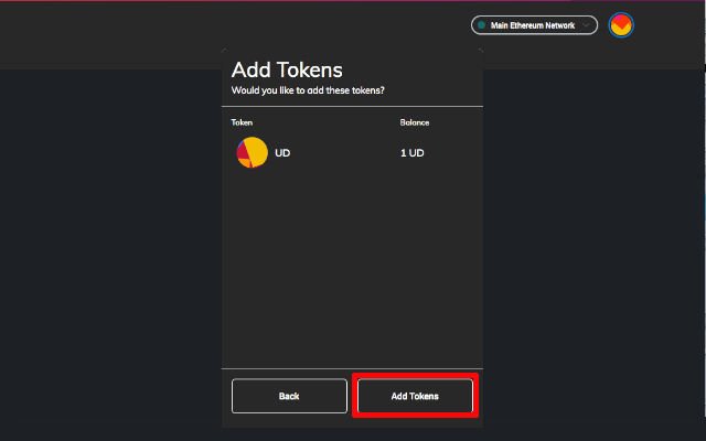 Confirm Add Token to Metamask Wallet