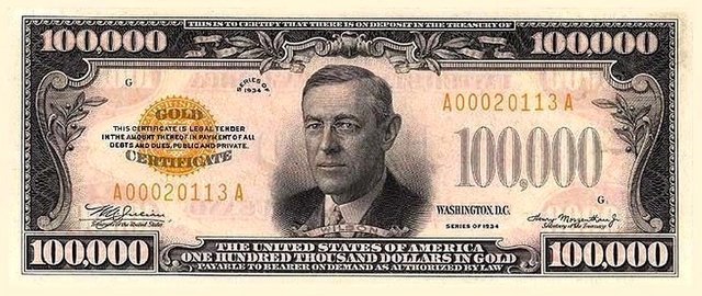 100000 dollar bill
